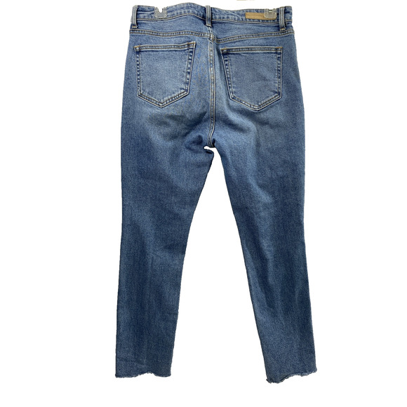 Cello Jeans Juniors Size 11 Destroyed Raw Hem Medium Wash Denim Straight Hi Rise - Picture 2 of 14